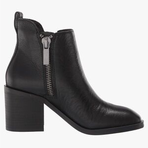 New Lucky Brand Walba Black Double Zipper Leather Ankle Booties